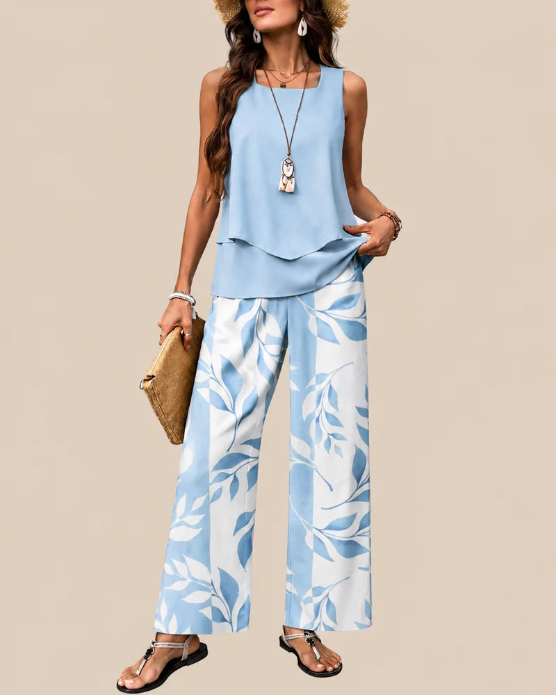 ALBA — Conjunto de tirantes y pantalón en azul cielo