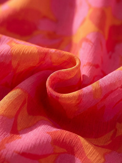 AURORA — Vestido largo fluido en rosa y naranja
